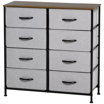 HOMCOM Comoda 8 sertare in stil industrial, comoda pentru dormitor cu sertare detasabile din material textil, lemn si otel, 80x30x81.5cm | AOSOM RO imagine