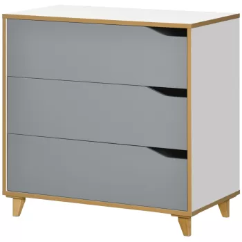 HOMCOM Comoda cu 3 sertare din PAL si MDF pentru dormitor si sufragerie, 75x42x75 cm, gri, alb si maro | AOSOM RO imagine