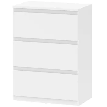 HOMCOM Comoda cu 3 sertare, mobilier modern de depozitare pentru dormitor, Alb | Aosom Romania imagine