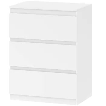 HOMCOM Comoda cu 3 sertare, pentru living, dormitor, hol, PAL, Alb | Aosom Romania imagine