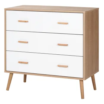 HOMCOM Comoda cu 3 Sertare pentru Sufragerie si Dormitor, Comoda Moderna din Lemn, 80x39x80 cm, Alb | Aosom Romania imagine