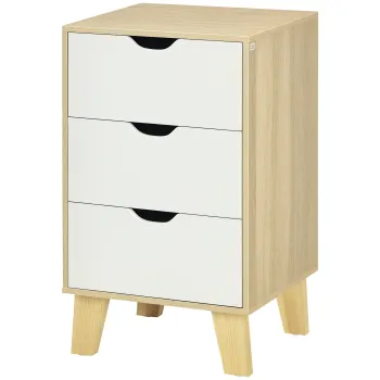 HOMCOM Comoda cu 3 Sertare si Baza Elevata pentru Dormitor Sufragerie Hol Stil Modern 40x35x68,5 cm Natural | Aosom Romania imagine