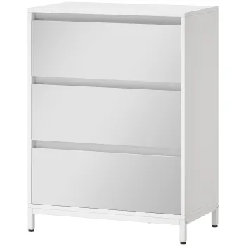 HOMCOM Comoda cu 3 Sertare si Fronturi Oglinda, Design Modern pentru Dormitor sau Hol, 60x35x80 cm, Alba | Aosom Romania imagine