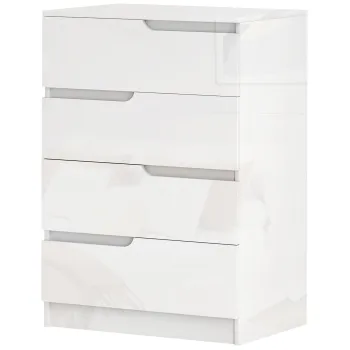 HOMCOM Comoda cu 4 Sertare Moderna si Minimalista, Comoda din Pal Melaminat, 60x40x85 cm, Alb Lucios | Aosom Romania imagine