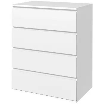 HOMCOM Comoda cu 4 Sertare pentru Dormitor, Organizator de Depozitare cu 4 Sertare cu Ghidaje Metalice si Manere cu Caneluri, Alb imagine