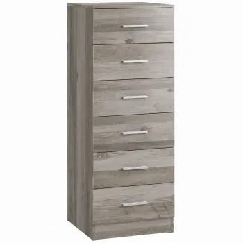 HOMCOM Comoda cu 6 sertare Comoda inalta pentru dormitor cu sistem anti-rasturnare 40x40x110 cm Gri deschis | Aosom Romania imagine
