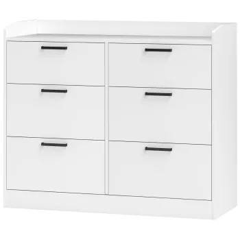 HOMCOM Comoda cu 6 Sertare, Margini Inaltate si Manere in Forma de U, 110x40x88 cm, Alb | Aosom Romania imagine