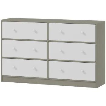 HOMCOM Comoda cu 6 sertare pentru dormitor, alb si gri | Aosom Romania imagine