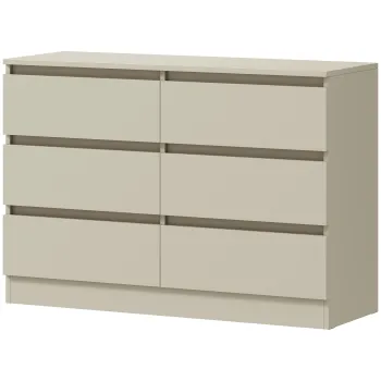 HOMCOM Comoda cu 6 Sertare Sinfonier Modern, Suport TV pana la 119,38 cm 100x35x69 cm Maro Deschis | Aosom Romania imagine