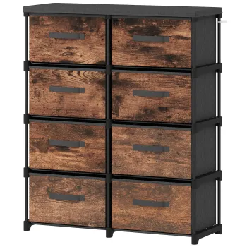 HOMCOM Comoda cu 8 Sertare, Mobilier din Metal pentru Dormitor, Maro Rustic | Aosom Romania imagine