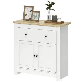 HOMCOM Comoda cu mult spatiu de depozitare, Dulap cu usi Soft-Close, 2 sertare, raft reglabil, Alb | Aosom Romania imagine