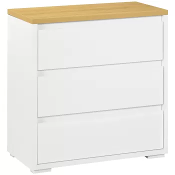 HOMCOM Comoda cu Sertare, Unitate de Organizare a Depozitarii cu 3 Sertare pentru Dormitor, Camera de Zi, Alb si Natur | Aosom RO imagine