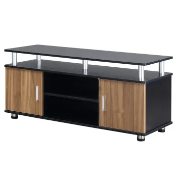 HOMCOM Comoda cu Suport TV cu Dulap si Etajere, Dulapior pentru Salon si Sufragerie, 120x40x52.2 cm, Negru | Aosom Romania imagine