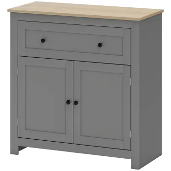 HOMCOM Comoda de bucatarie moderna cu sertar si dulap din lemn gri | Aosom Romania imagine