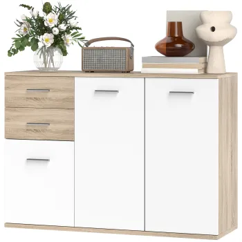 HOMCOM Comoda Moderna cu 3 Dulapuri si 2 Sertare din Lemn, Efect lemn | Aosom Romania imagine