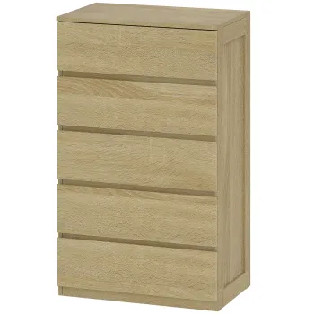 HOMCOM Comoda pentru Depozitare cu 5 Sertare, Comoda Inalta, Comoda cu Ghidaje Metalice si Manere Scanalate, Alb | Aosom Romania imagine