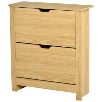 HOMCOM Comoda pentru pantofi hol, dulap pentru pantofi mobilier de intrare si coridor - 2 usi basculante 2 compartimente | Aosom Romania imagine