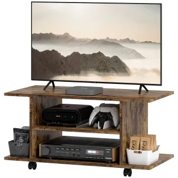 HOMCOM Comoda pentru TV cu Roti, 80x40x40 cm, Negru | Aosom Romania imagine