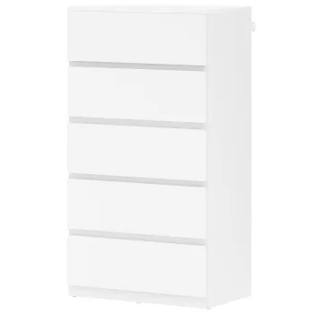 HOMCOM Comoda Sideboard Sertar, 5 sertare, 55 cm x 34 cm x 100 cm, Alb | Aosom Romania imagine