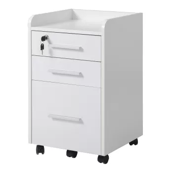 HOMCOM Comoda Suport pentru Documente de Birou cu 3 Sertare Etajera 5 Roti Alb | AOSOM RO imagine