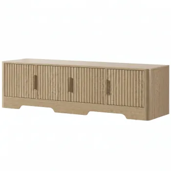 HOMCOM Comoda TV 152 cm, mobilier pentru televizor de pana la 152,4 cm, 4 usi canelate si rafturi reglabile, Stejar | Aosom Romania imagine
