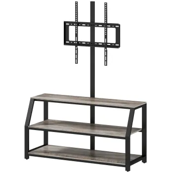 HOMCOM Comoda TV cu suport pentru televizoare pana la 182,9 cm, comoda TV cu 2 rafturi deschise, 110x43x150cm, gri | Aosom Romania imagine