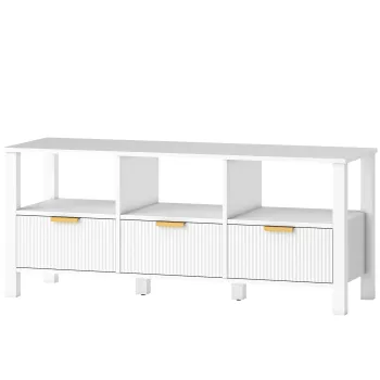 HOMCOM Comoda TV moderna cu 3 sertare si 3 polite deschise pentru televizoare 109,2-139,7 cm 120x39,5x50 cm Alb | Aosom Romania imagine