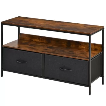 HomCom comoda TV stil industrial 98x29x56cm, maro si negru | AOSOM RO imagine