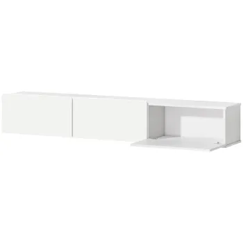 HOMCOM Comoda TV suspendata, montare pe perete, 3 sertare, mult spatiu de depozitare, 180 cm, placa aglomerata, Alb | Aosom Romania imagine