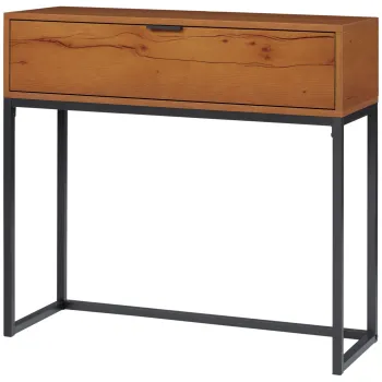 HOMCOM Consola mobilier, masa de consola cu sertar si picioare din otel, pentru sufragerie, intrare, culoar, 80 x 30 x 76 cm, maro | Aosom Romania imagine