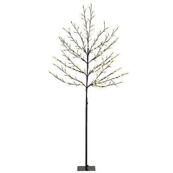 HOMCOM Copac de Craciun tip cires, 180 cm, cu LED-uri, 20 ramuri, timer zilnic, pentru interior si exterior acoperit, negru | Aosom Romania imagine