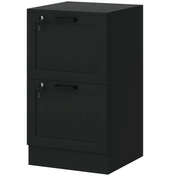 HOMCOM Corp birou, mobilier de depozitare din lemn 2 sertare cu incuietoare, sine de suspendare reglabile, 40 x 40 x 71 cm, negru | Aosom Romania imagine