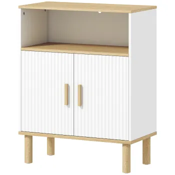 HOMCOM Corp de baie, corp de depozitare cu 2 usi, compartiment deschis, etajera reglabila, 60x29,5x76,5cm, alb | Aosom Romania imagine