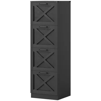 HOMCOM Corp de birou cu 4 sertare, Dosare suspendate pentru formatele Letter/A4, Stil rustic, 40x40x131cm, Negru | Aosom Romania imagine
