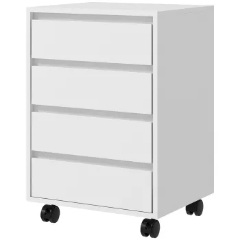 HOMCOM Corp pentru birou pe roti, 4 sertare glisante, aspect lemn alb | Aosom Romania imagine