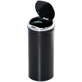 HOMCOM Cos automat 42L, cos de bucatarie din otel galvanizat cu senzor de miscare si compartiment intern detasabil, negru | Aosom Romania imagine