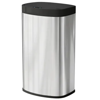 HOMCOM Cos bucatarie automat 55L din otel inoxidabil, cos cu capac cu inchidere lina, 38x28,5x69cm, argintiu | Aosom Romania imagine