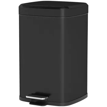 HOMCOM Cos de bucatarie 20 L cu capac cu inchidere blanda si pedala, recipient interior detasabil, 28L x 35l x 45H cm, Negru | Aosom Romania imagine