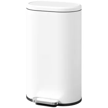 HOMCOM Cos de gunoi bucatarie 30L, cos cu pedala, cos interior detasabil, capac cu inchidere silentioasa, 36,5x31x61cm, alb | Aosom Romania imagine