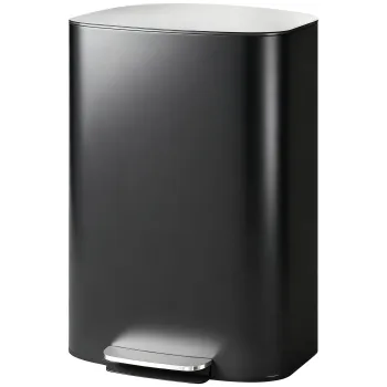 HOMCOM Cos de gunoi bucatarie 50 L cos cu pedala cu functie mentinere deschisa, capac Soft-Close, pedala, negru | Aosom Romania imagine