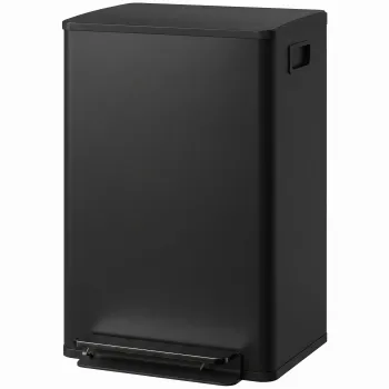 HOMCOM Cos de gunoi bucatarie 50L, cos cu pedala, cos interior detasabil, capac cu inchidere silentioasa, 41,7x36,6x62cm, negru | Aosom Romania imagine