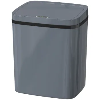 HOMCOM Cos de gunoi cu senzor 15 L Cos automat cu doua moduri de deschidere, pentru birou, bucatarii, 27,6 x 21,4 x 33,5 cm, Gri | Aosom Romania imagine
