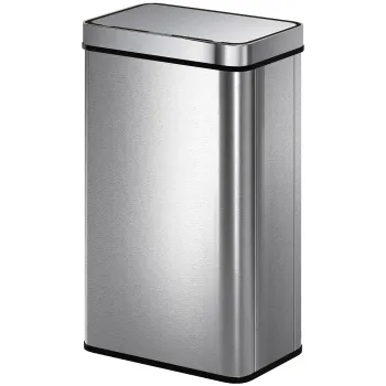 HOMCOM Cos de gunoi cu senzor 60 L cu capac cu inchidere silentioasa, cos de gunoi automat de bucatarie din otel inoxidabil, argintiu | Aosom Romania imagine