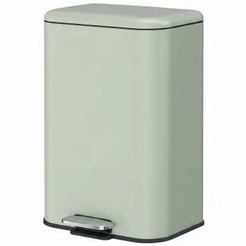 HOMCOM Cos de gunoi de bucatarie 20 L din otel galvanizat Capac cu inchidere silentioasa Pedala Cos detasabil Antiamprente Verde deschis | Aosom Romania imagine