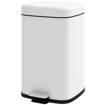 HOMCOM Cos de gunoi de bucatarie 20L cu capac cu inchidere usoara si pedala, galeata interioara detasabila, 28L x 35l x 45H cm, alb | Aosom Romania imagine