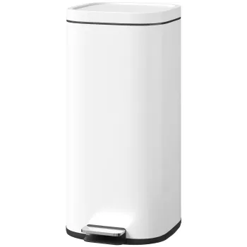 HOMCOM Cos de gunoi de bucatarie 30 L cu pedala si capac, functie Soft-Close si blocare deschisa pentru bucatarie, acasa | Aosom Romania imagine
