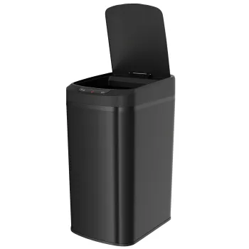 HOMCOM Cos de gunoi de bucatarie automat 12 L din otel inoxidabil, cos cu senzor cu capac, 28 x 22 x 41 cm, Negru | Aosom Romania imagine
