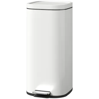 HOMCOM Cos de gunoi pentru bucatarie 30 L, cu pedala si capac, functie soft-close si mentinere deschisa pentru bucatarie, acasa | Aosom Romania imagine