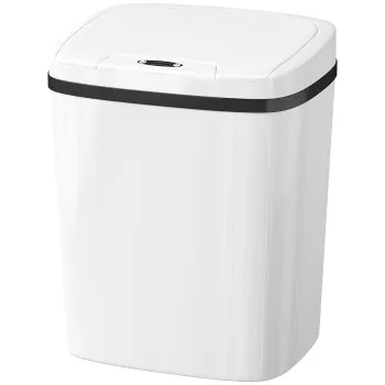 HOMCOM Cos de gunoi pentru bucatarie automat 15 L cu senzor infrarosu si mod manual inel de retentie anti-amprente alb | Aosom Romania imagine