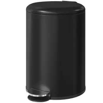 HOMCOM Cos de gunoi pentru bucatarie de 20 L, cos metalic rezistent la amprente cu capac Soft-Close, pedala si cos interior detasabil, Negru | Aosom Romania imagine